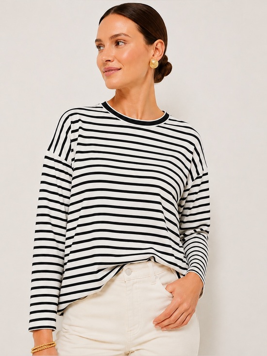 Tuckernuck Tops - Tuckernuck Black White Breton Stripe Long Sleeve Top Coastal Preppy Large